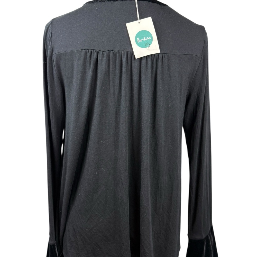 Boden Nadien Elegant Black Velvet trim button Blouse - Picture 4 of 9